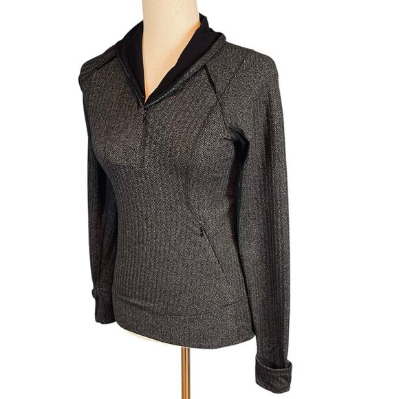 Lululemon Think Fast Pullover Active Top Heathered Herringbone Gray Black Size 4 - Picture 9 of 13